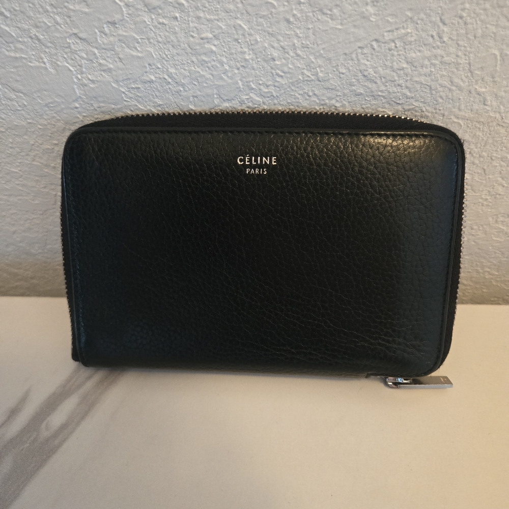 Celine Black Leather Unisex Wallet